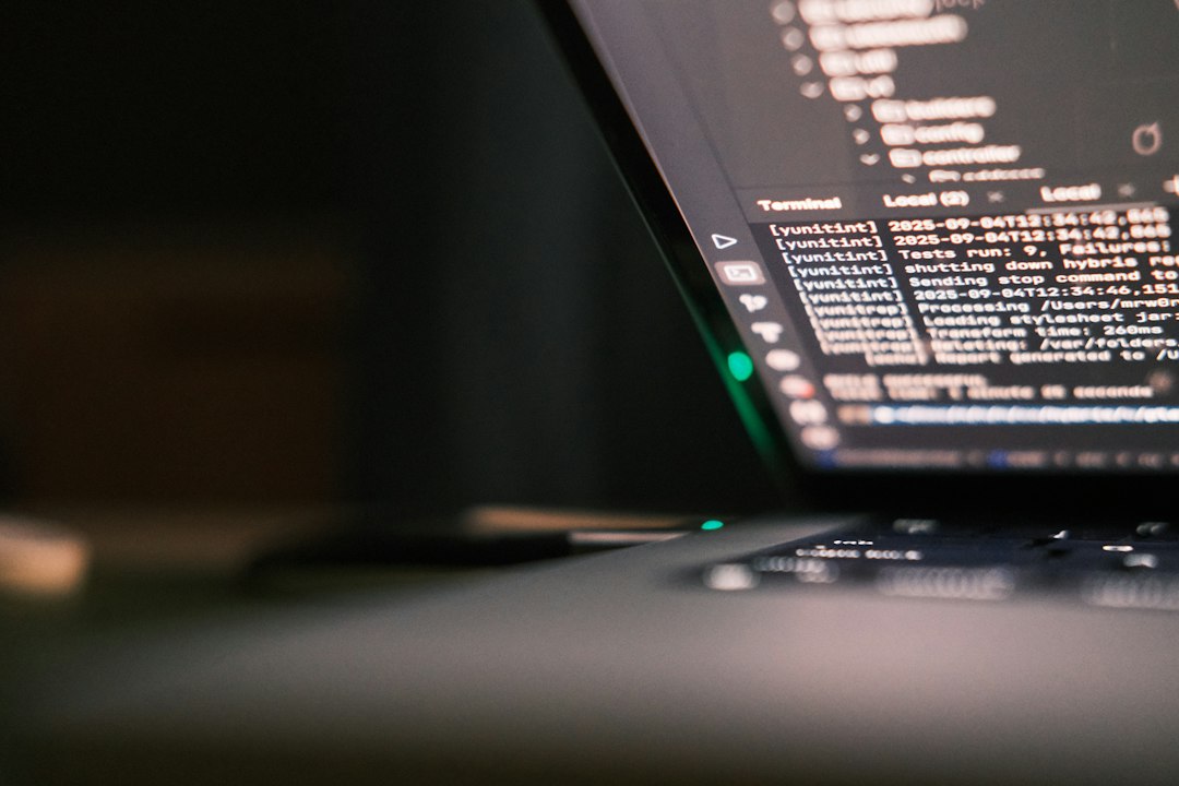 Laptop screen with lines of commands, like those used to flush the DNS cache and renew the IP address in Windows
