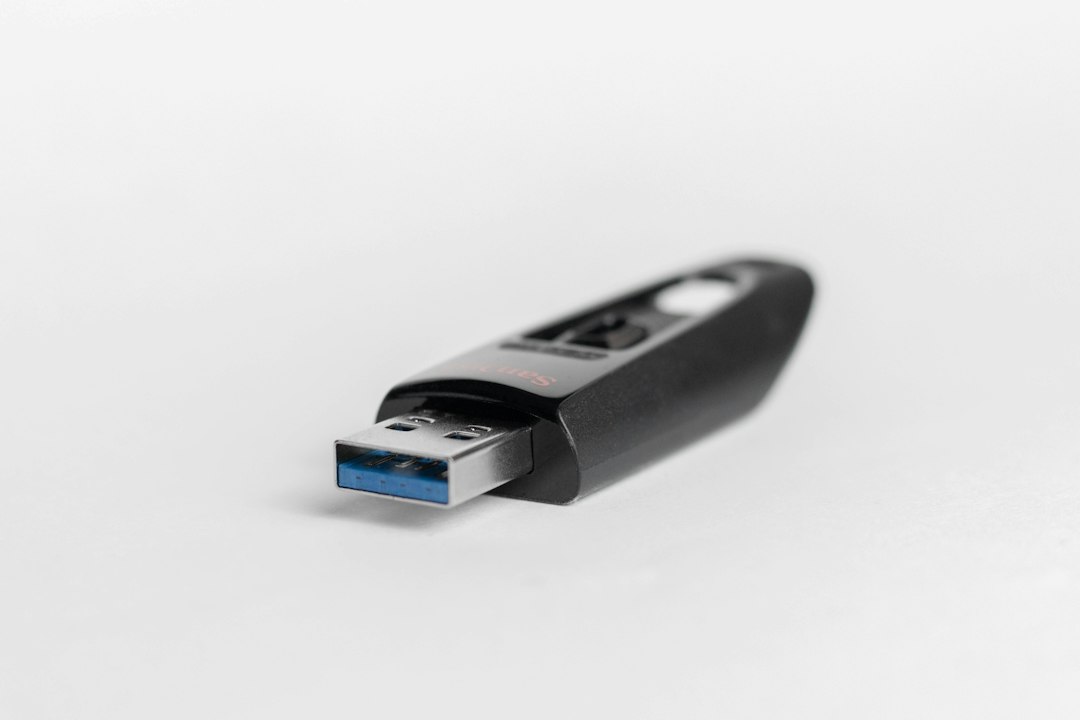 Black USB thumb drive to use as fresh Windows installation media