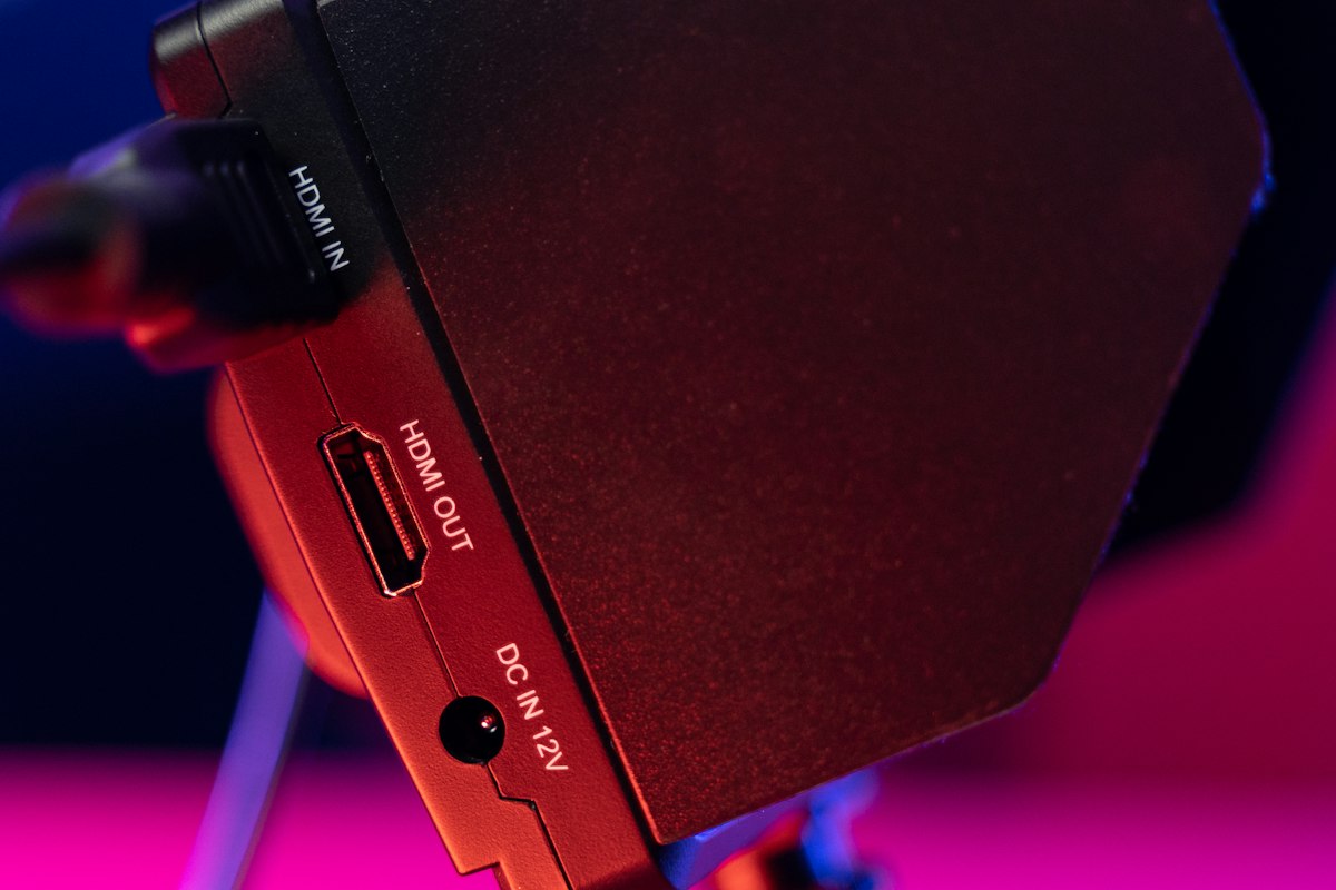 HDMI input and output ports on the back of a display device