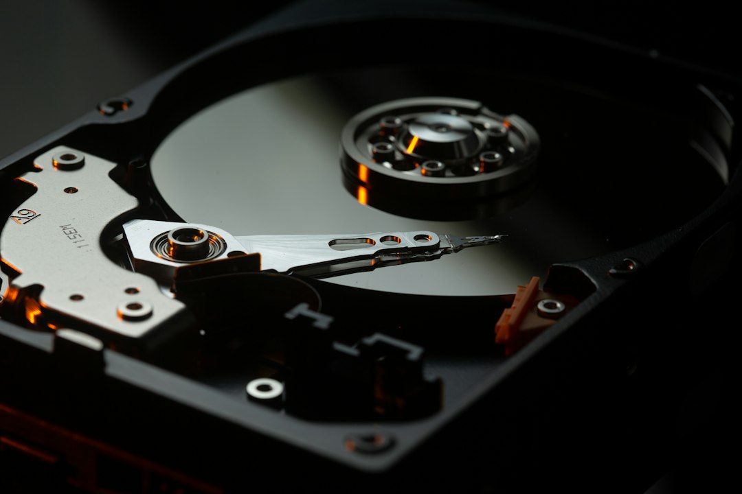 Open hard disk drive showing the platter, the kind of drive CHKDSK checks