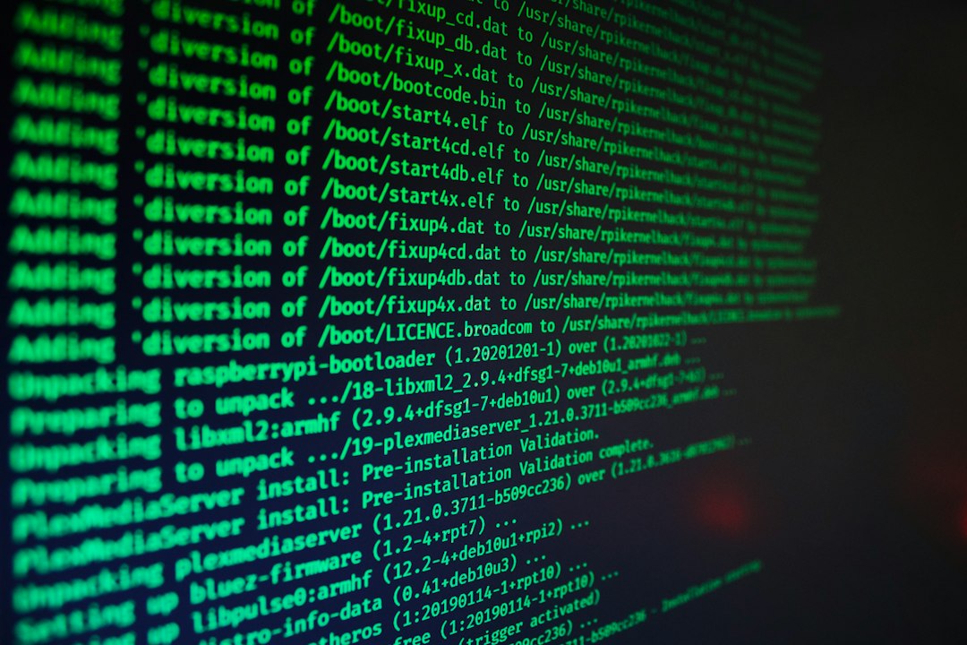 Installer text scrolling on a dark screen while an update package installs
