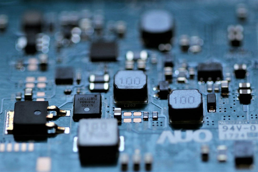 Close-up of a circuit board, representing the Intel High Definition DSP audio device on a laptop