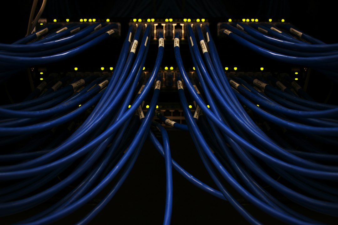 Blue network cables, representing mapping a network drive with the net use command