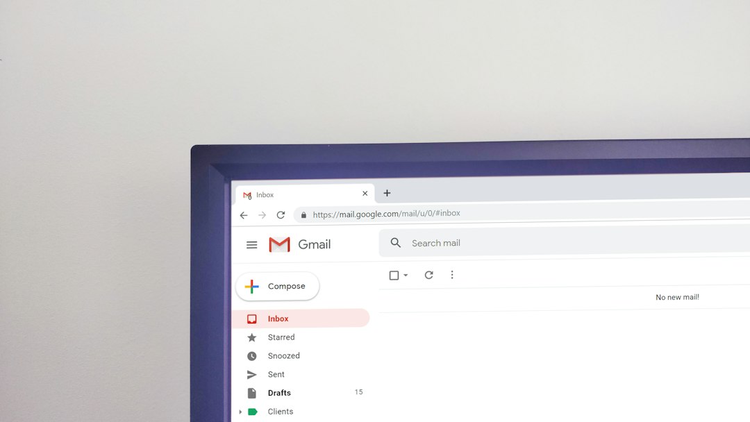 An email inbox open on a computer screen, with a long list of messages in the folder pane