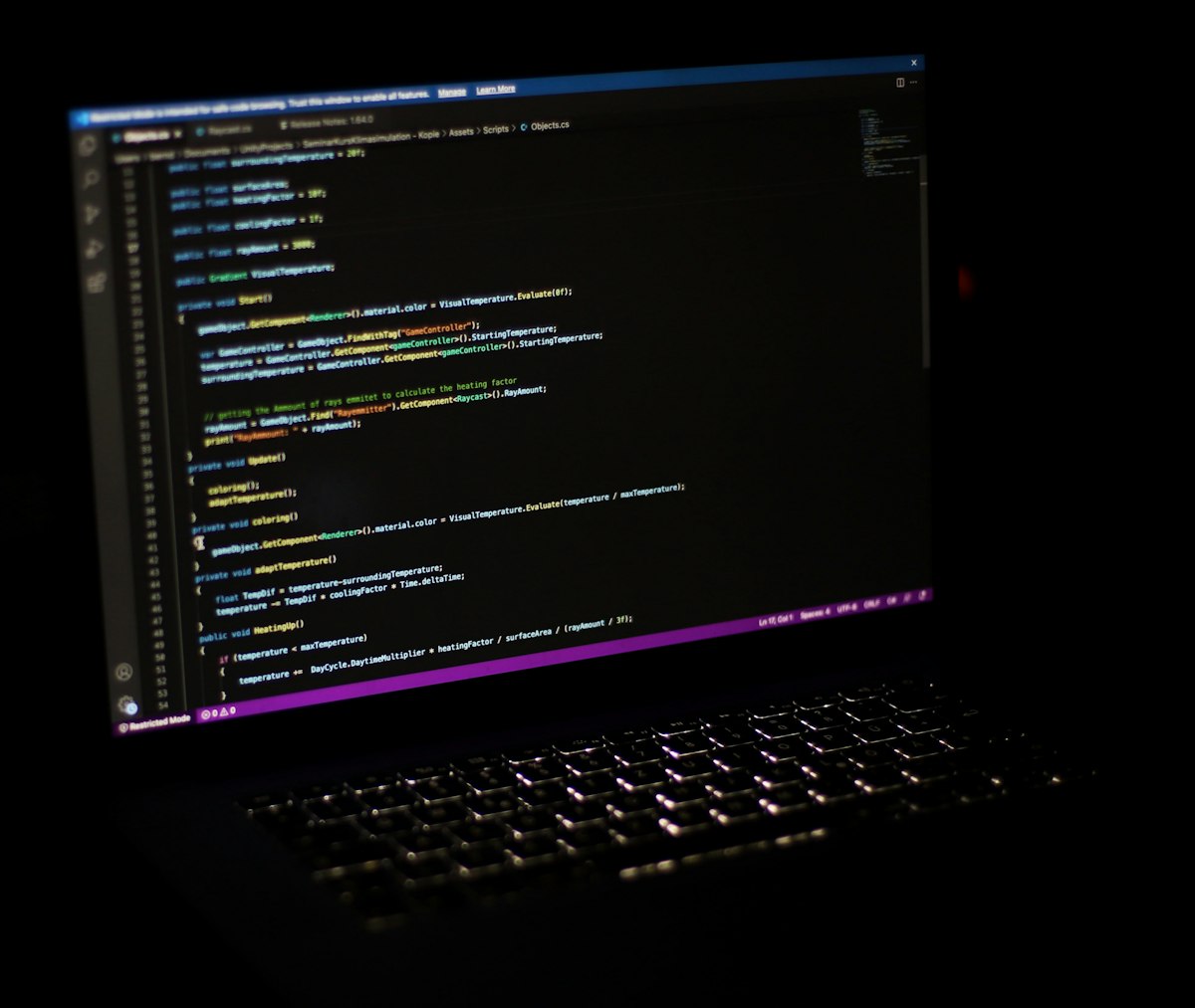 Laptop screen full of typed commands, like running sfc /scannow with the offbootdir and offwindir options