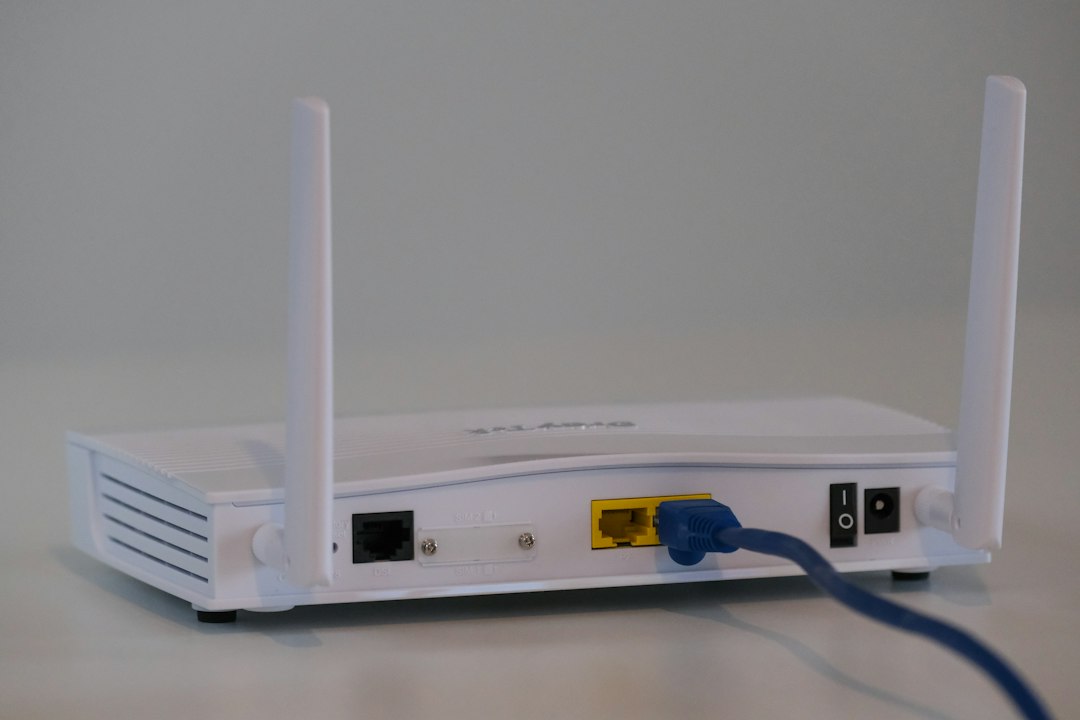 Broadband router with an Ethernet cable, checked first when Windows Update says We couldn't connect to the update service
