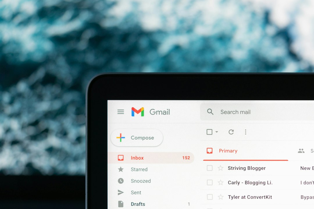 Email inbox open on a laptop screen