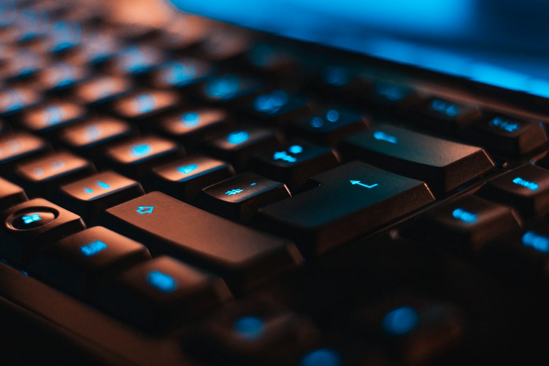 Backlit gaming keyboard in close-up